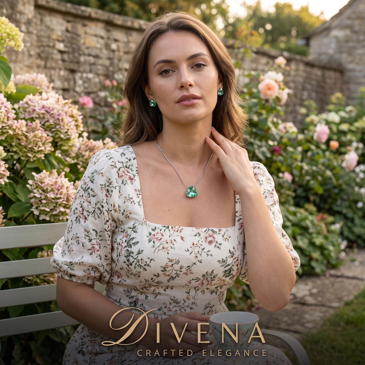Lyra Solitaire Crystal Pendant Set