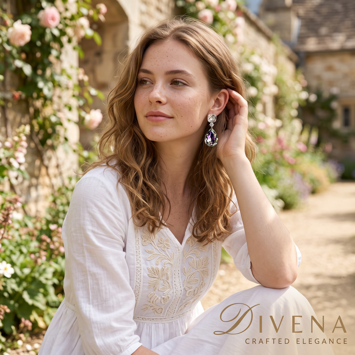 Ivy Dual Tone Crystal Dangle Earrings
