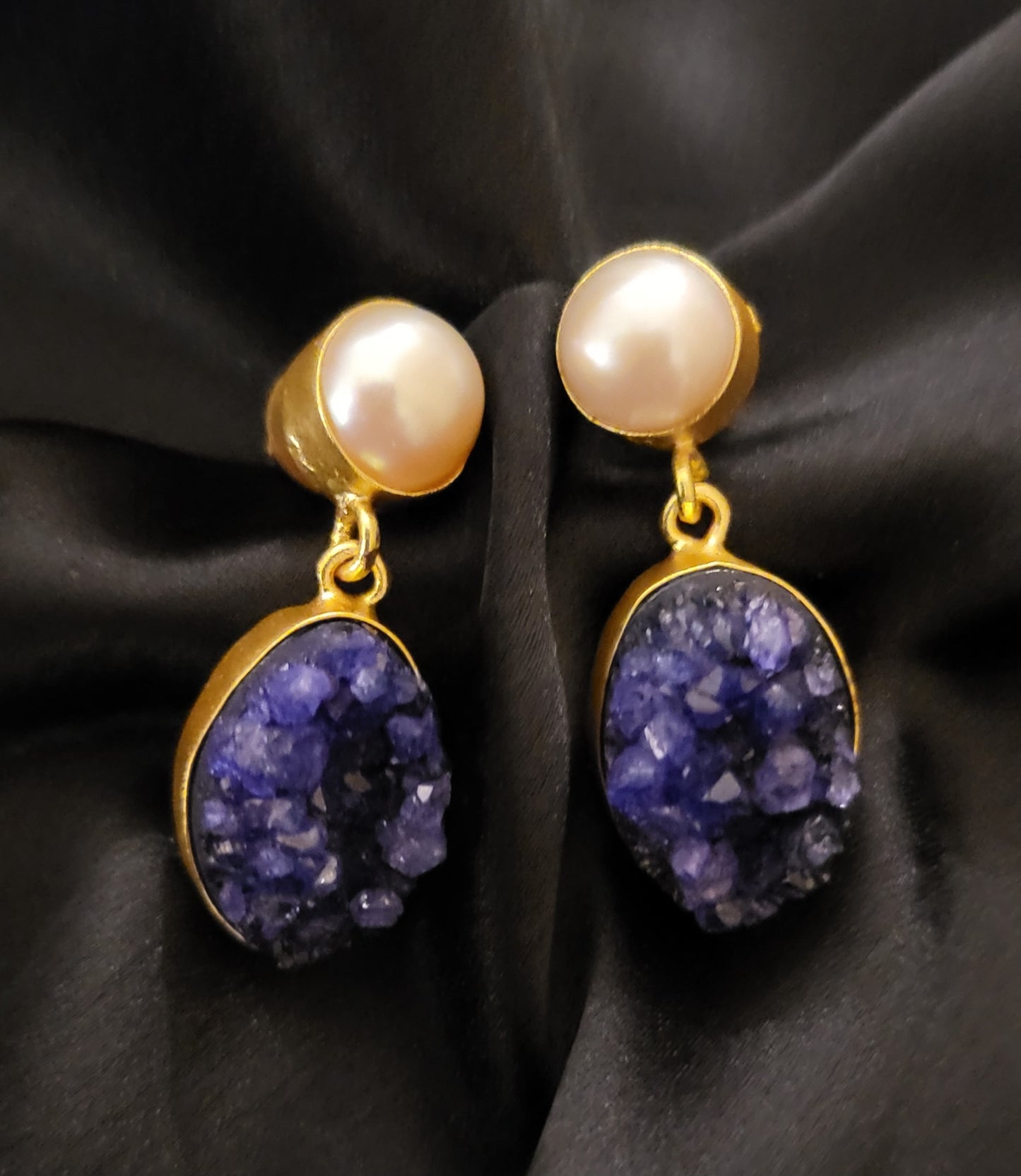 Pearl with Natural Stone Earrings