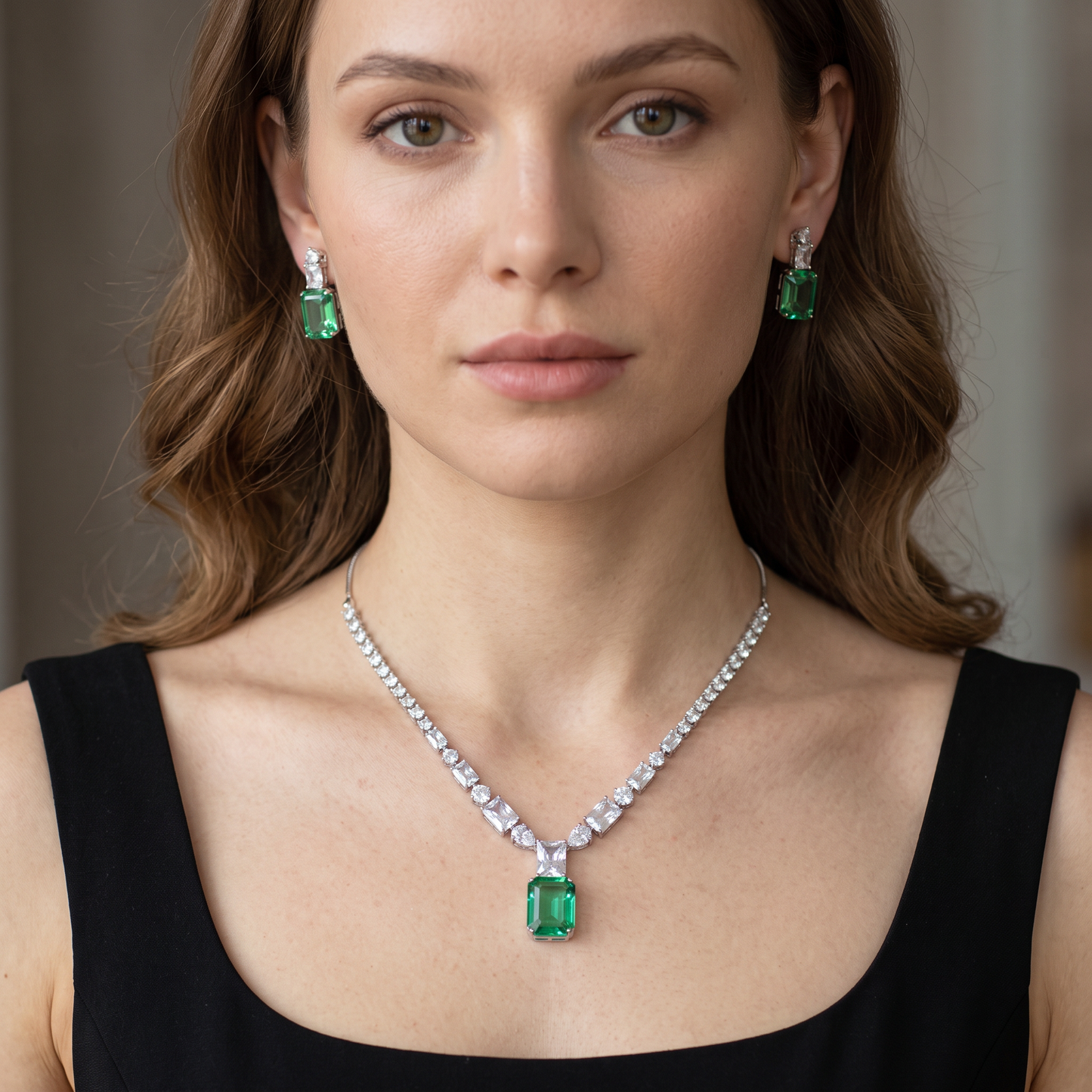 Leona Crystal & Zircon Necklace Set