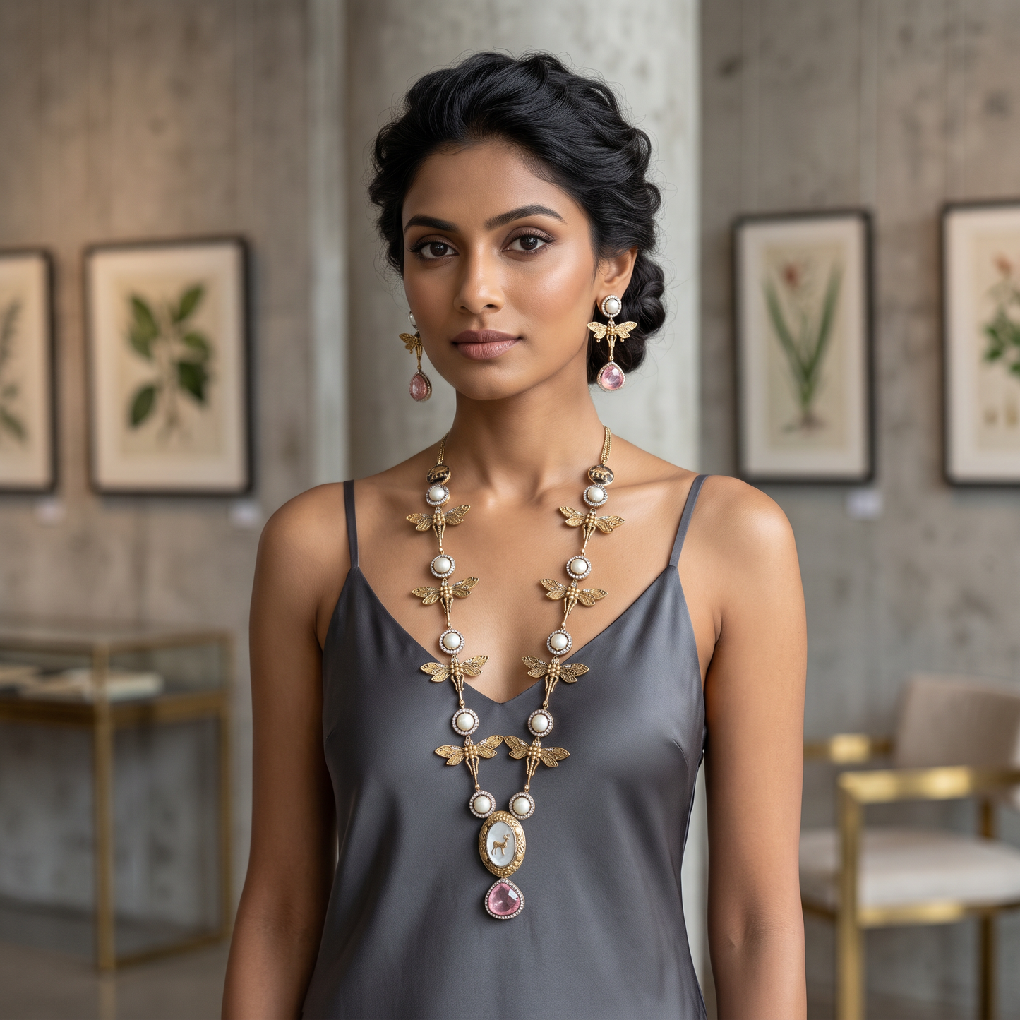 Zara Fusion Necklace Set with MOP & Doublet Stone