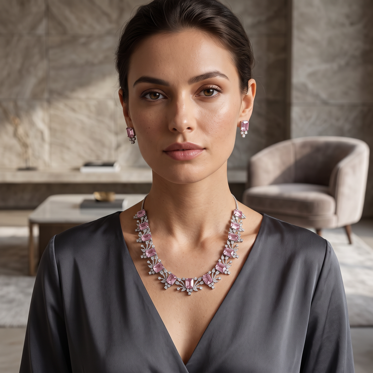 Ayla Crystal Moissanite Necklace Set