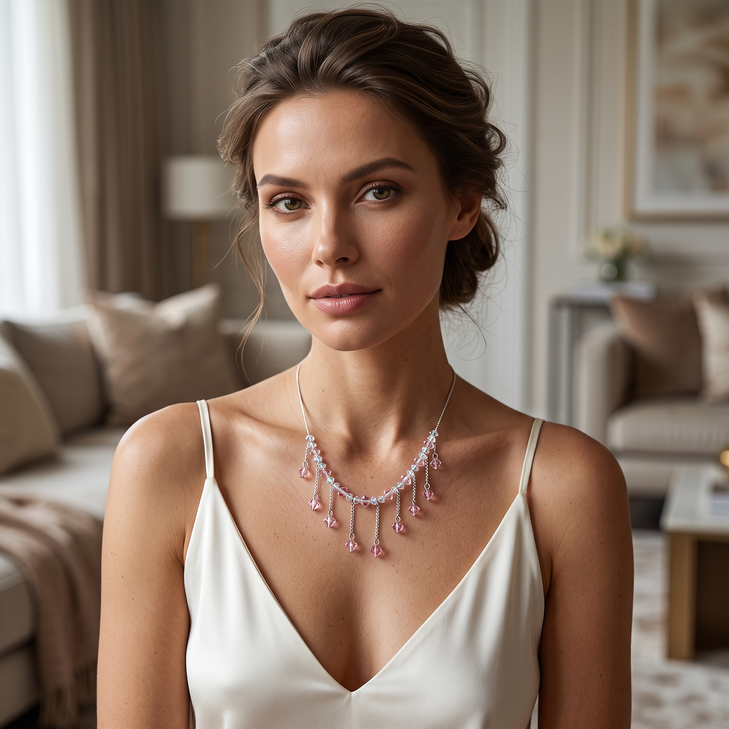 Viola Bicone Crystal Beads Necklace