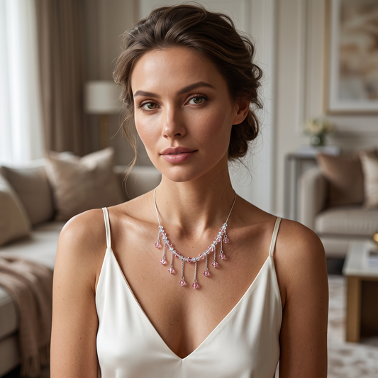 Viola Bicone Crystal Beads Necklace