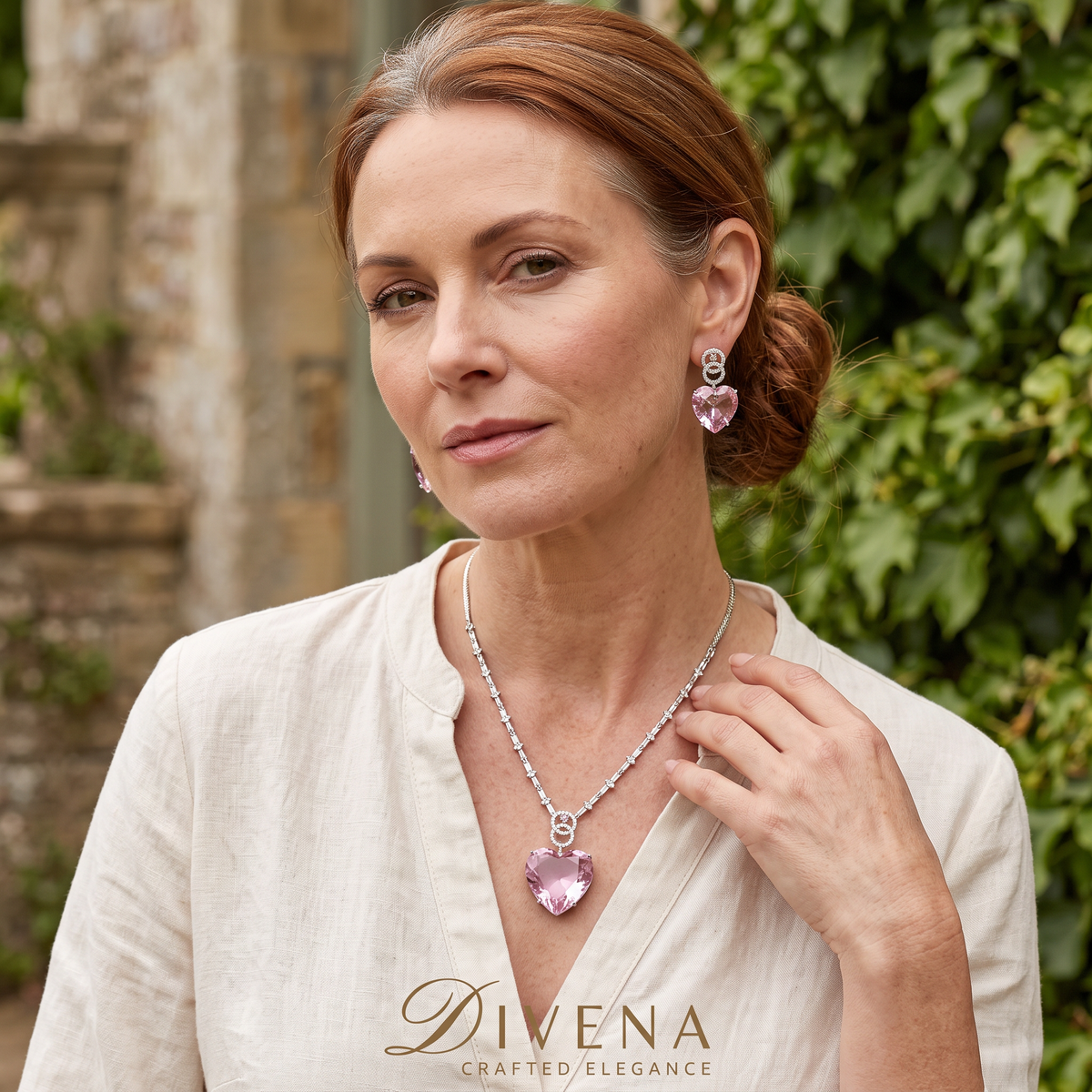 Crystal Heart Pendant Set