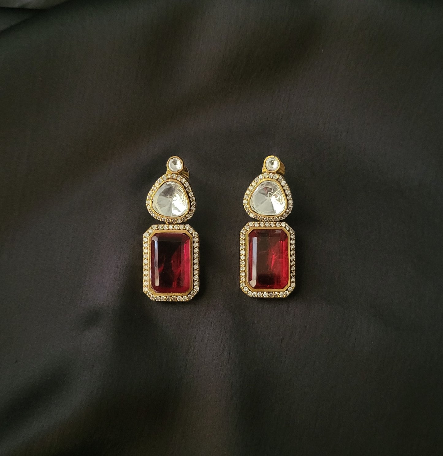 Polki Doublet Stone Earring