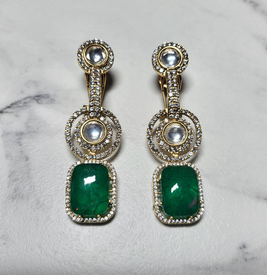 CZ & Pota Doublet Dangler Earrings