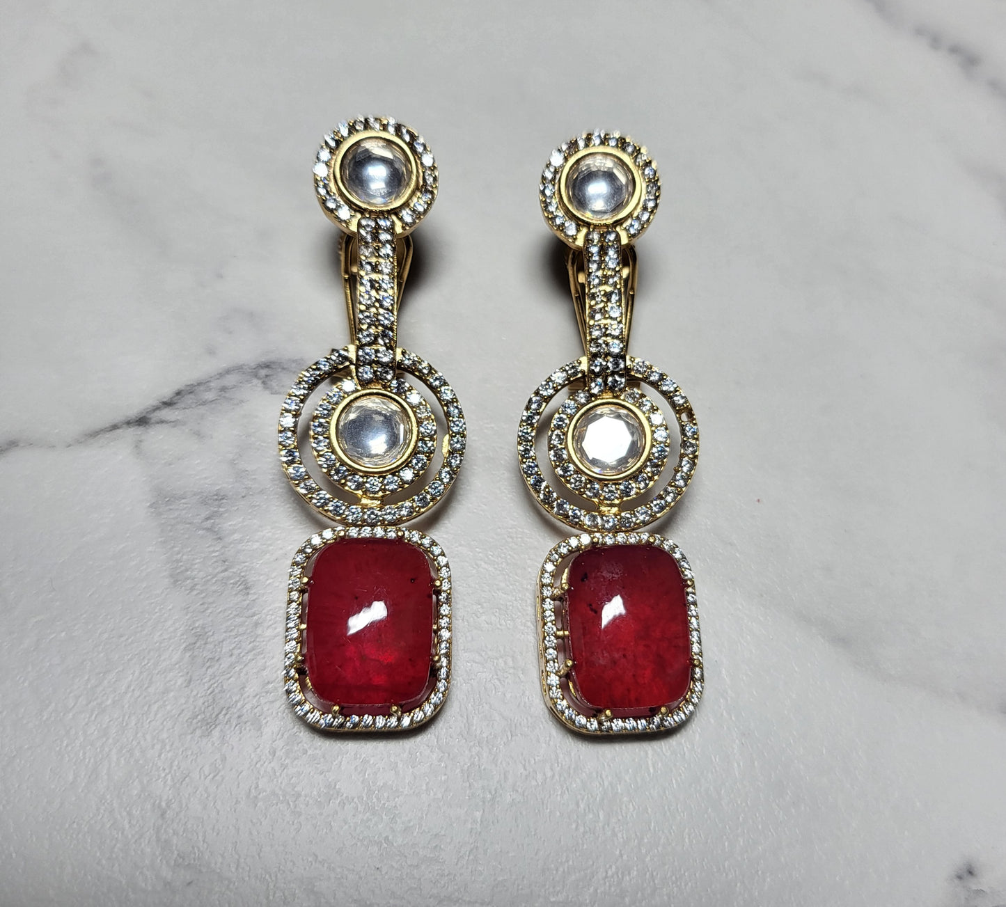 CZ & Pota Doublet Dangler Earrings