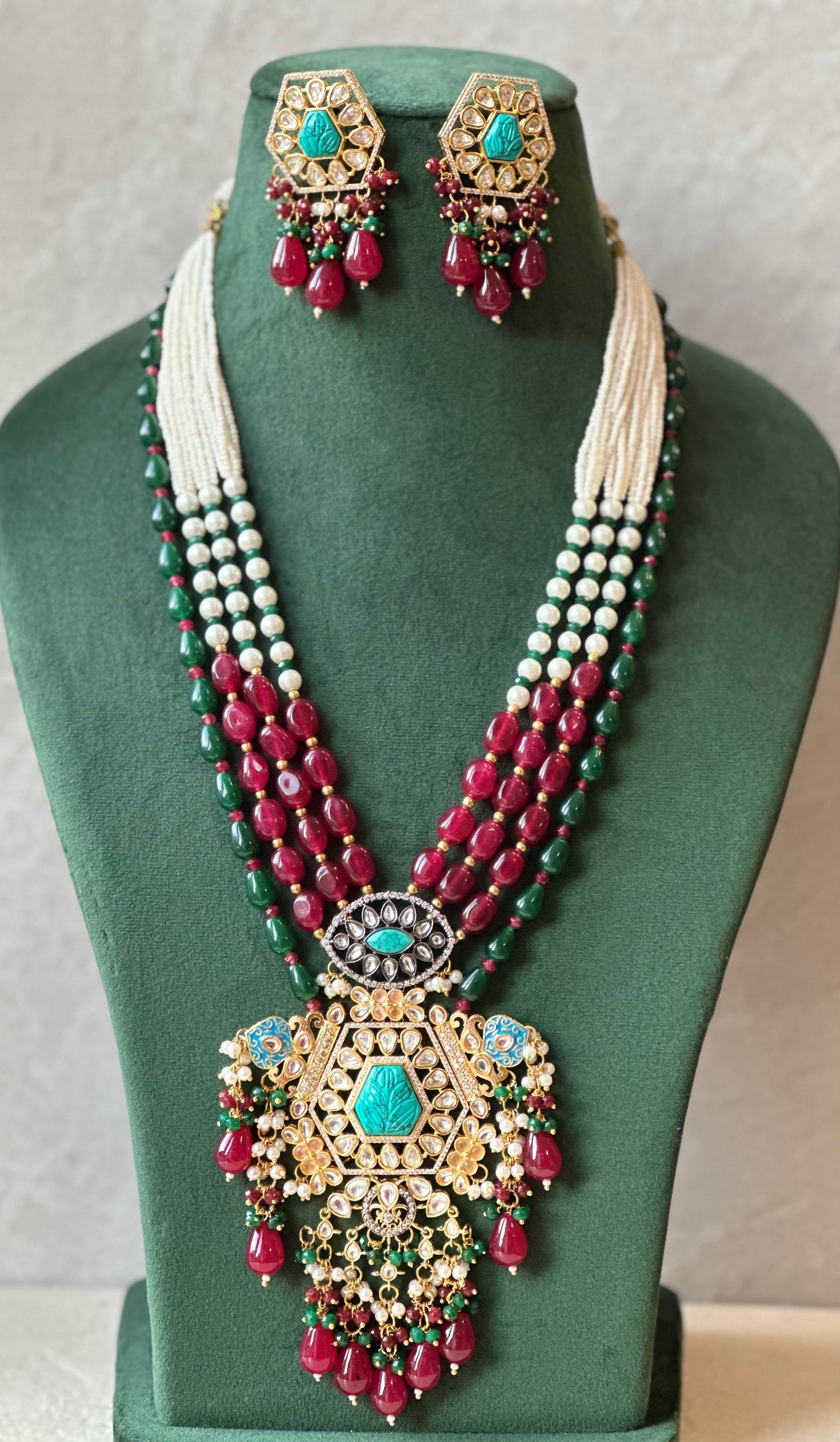 Abigail Premium Long Kundan Necklace  Set