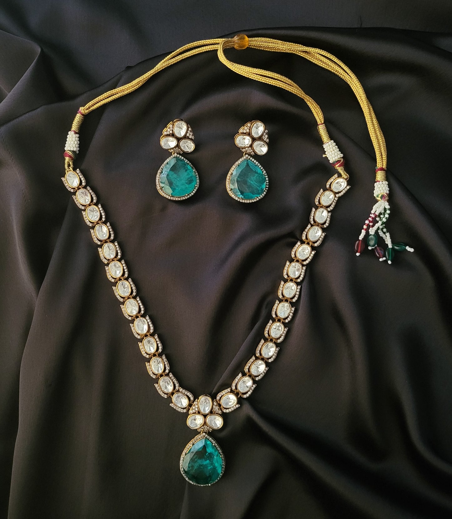 Beatrice Polki Kundan Doublet Stone Necklace Set