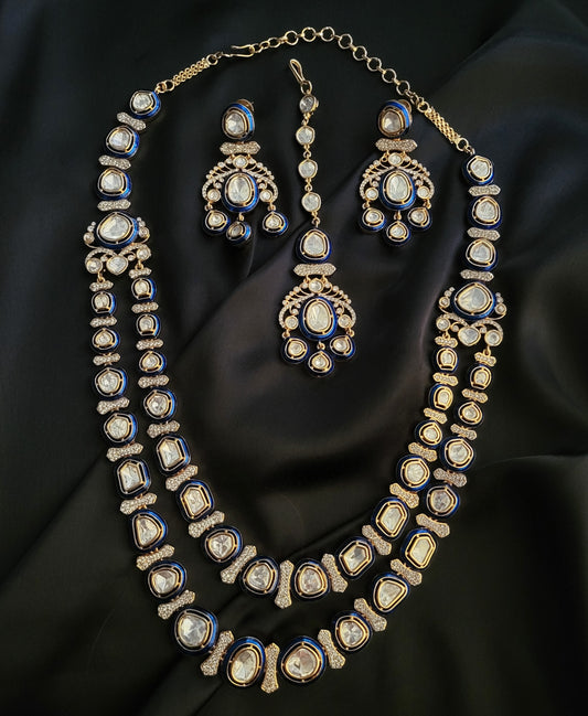 Premium Moissanite Polki Kundan Necklace set