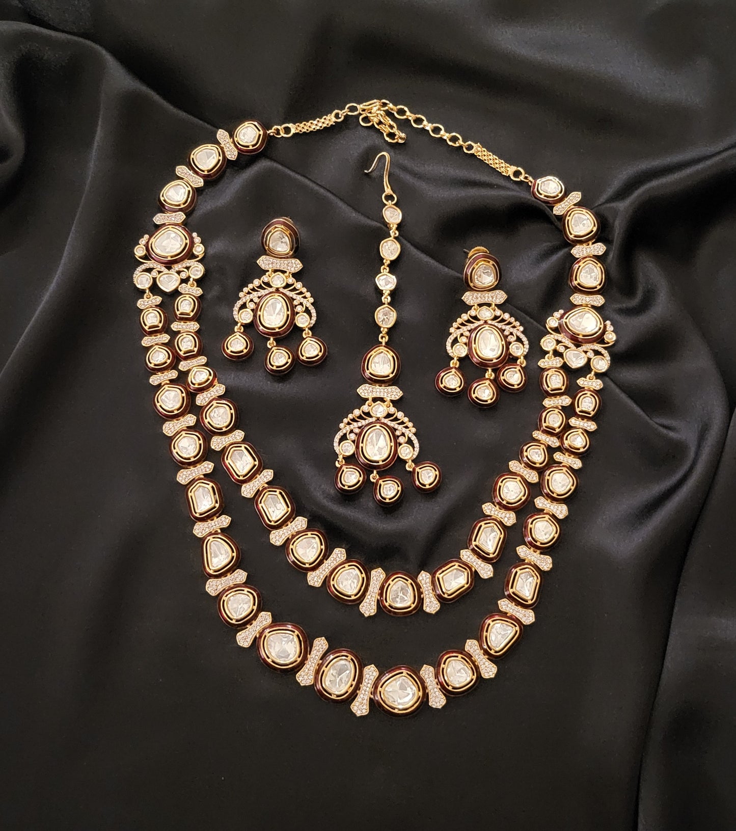 Premium Moissanite Polki Kundan Necklace set