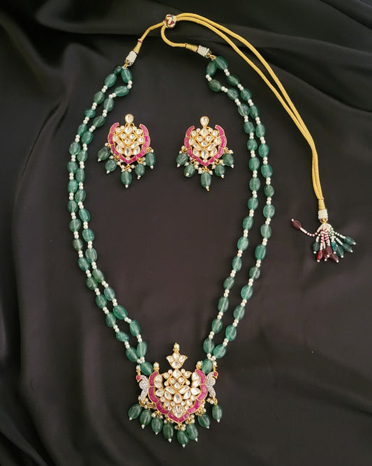 Premium Pachi Kundan Necklace Set