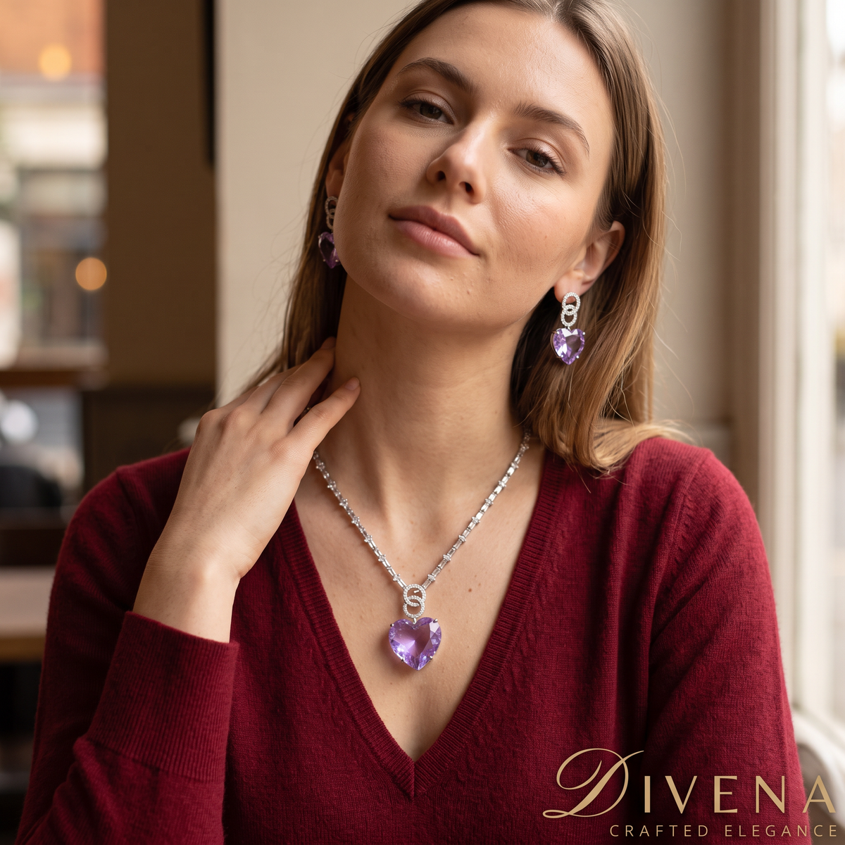 Crystal Heart Pendant Set