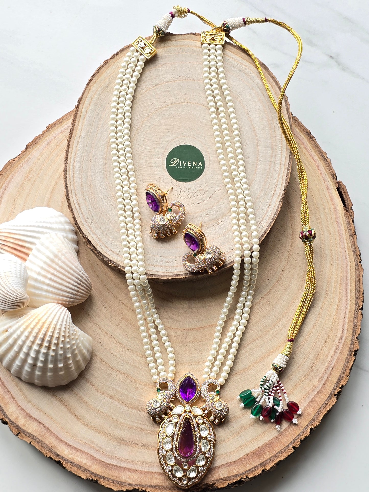 Veronica Doublet Stone Pearl Necklace Set