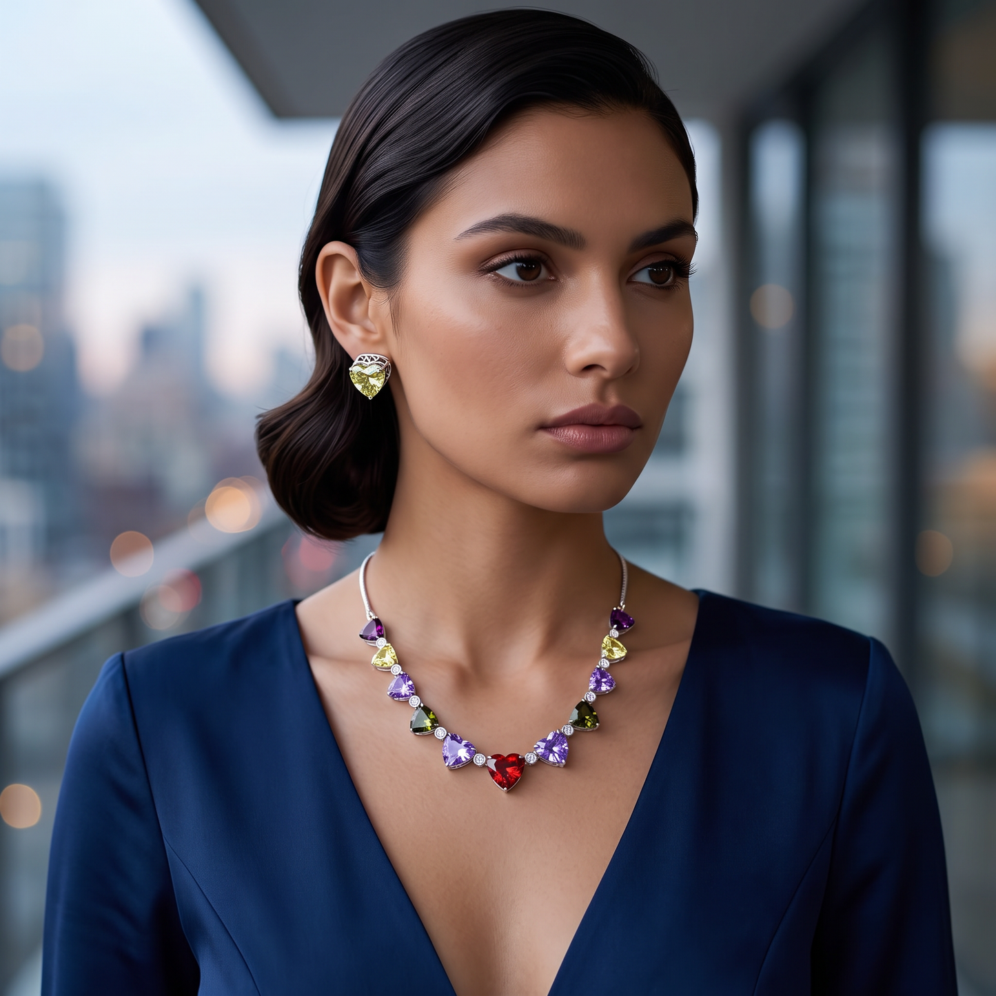 Sienna Premium Crystal Heart Necklace Set