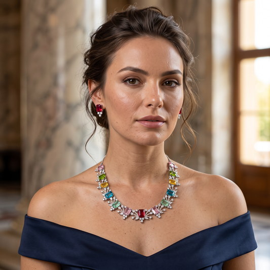 Ayla Crystal Moissanite Necklace Set