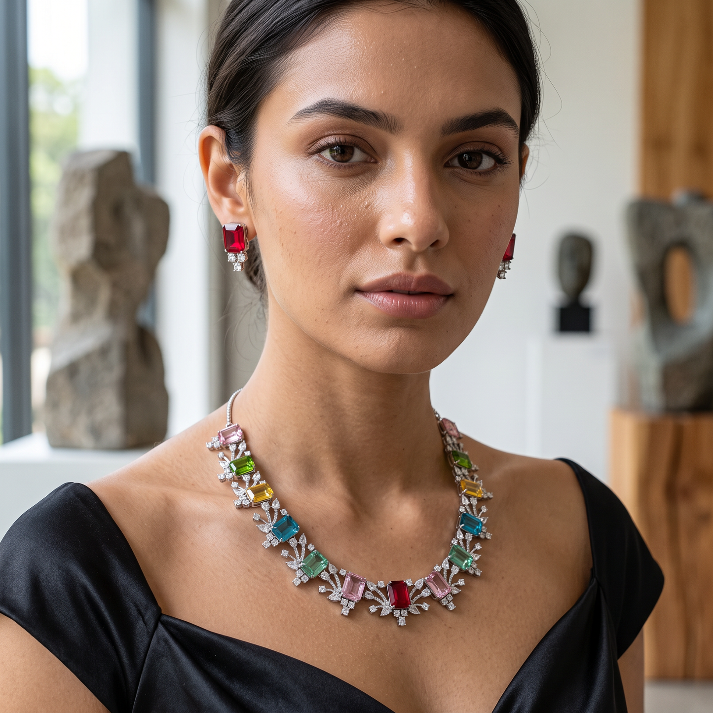 Ayla Crystal Moissanite Necklace Set