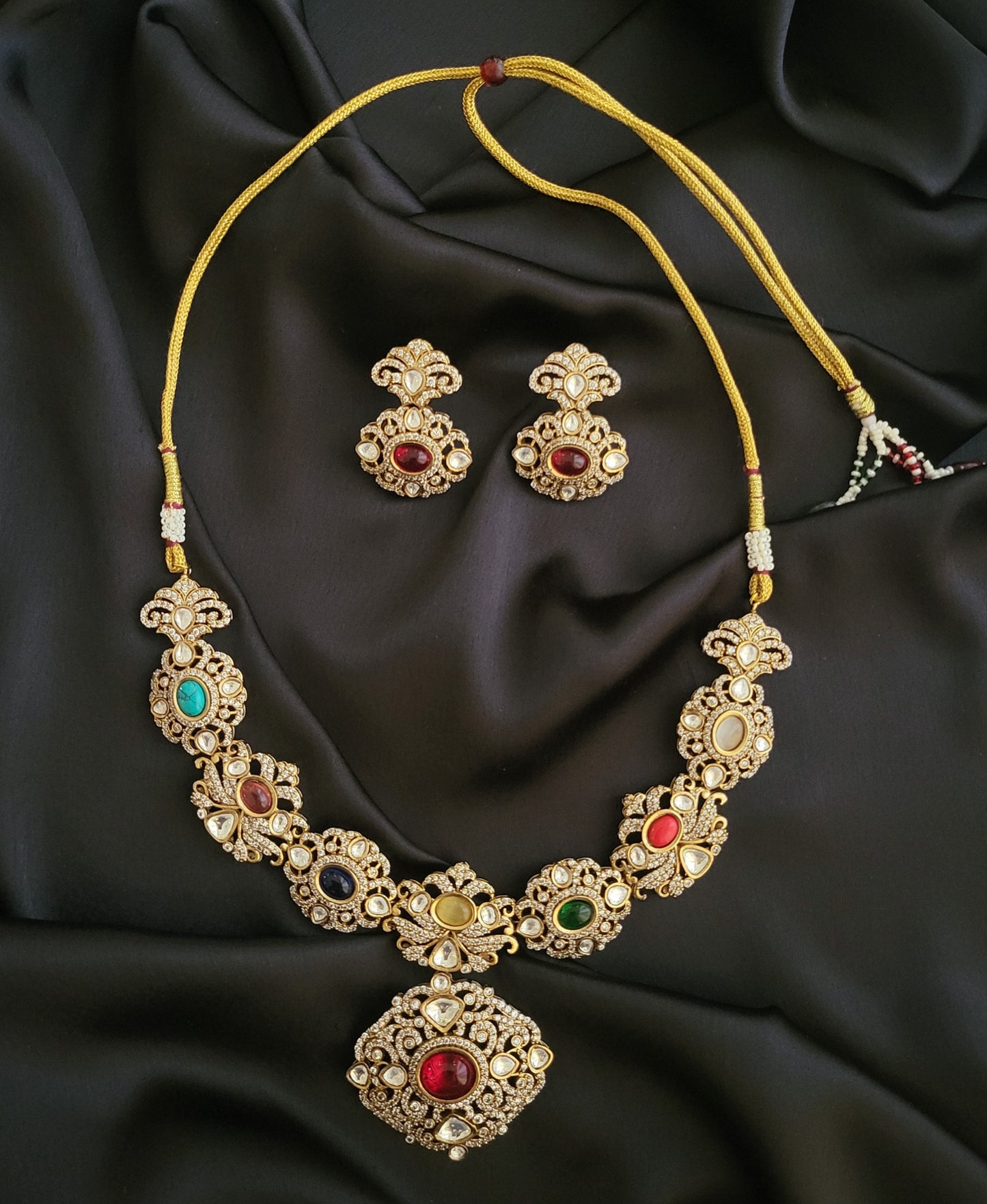 Clementine Navratan Stone Necklace Set