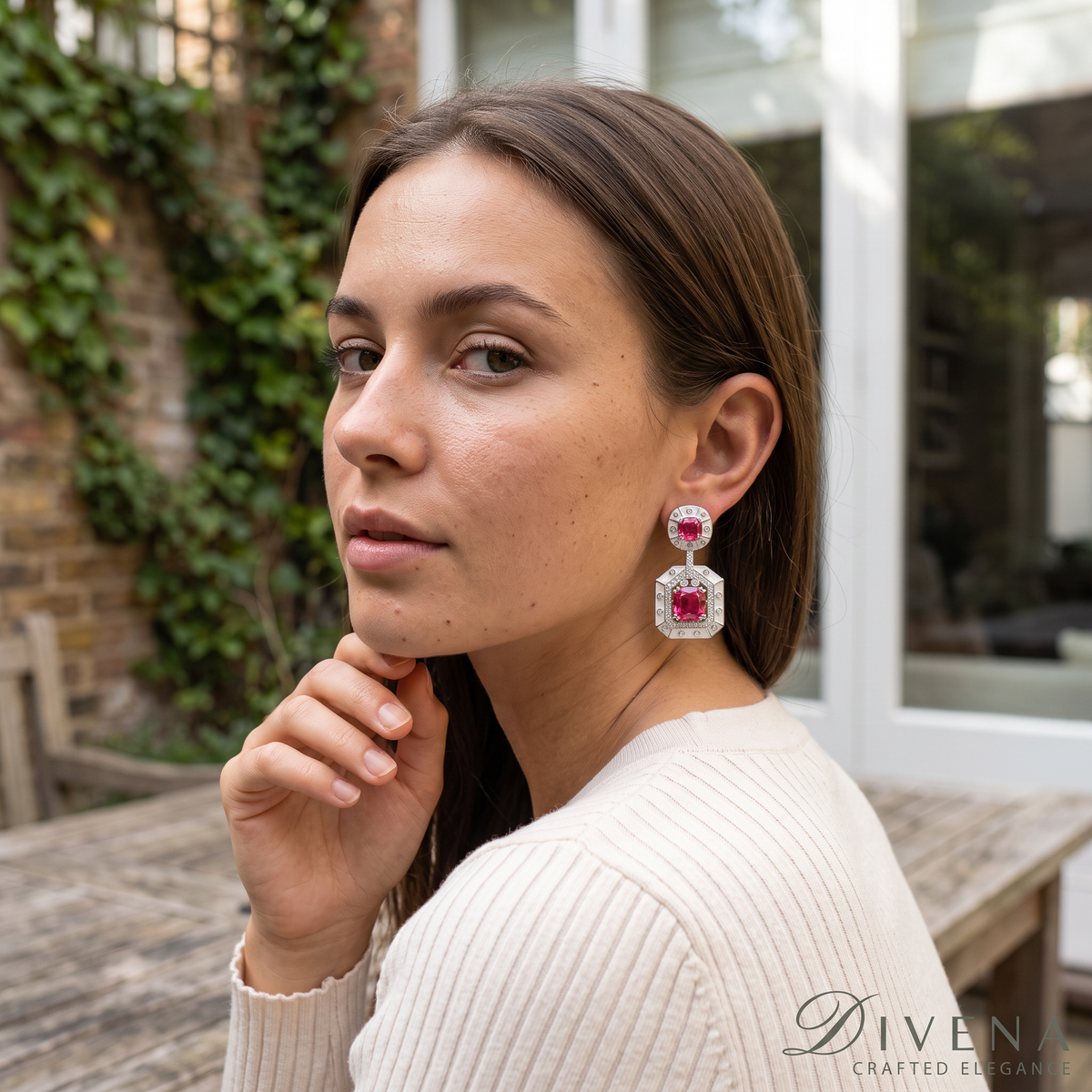 Crystal Dangler with White Enamel