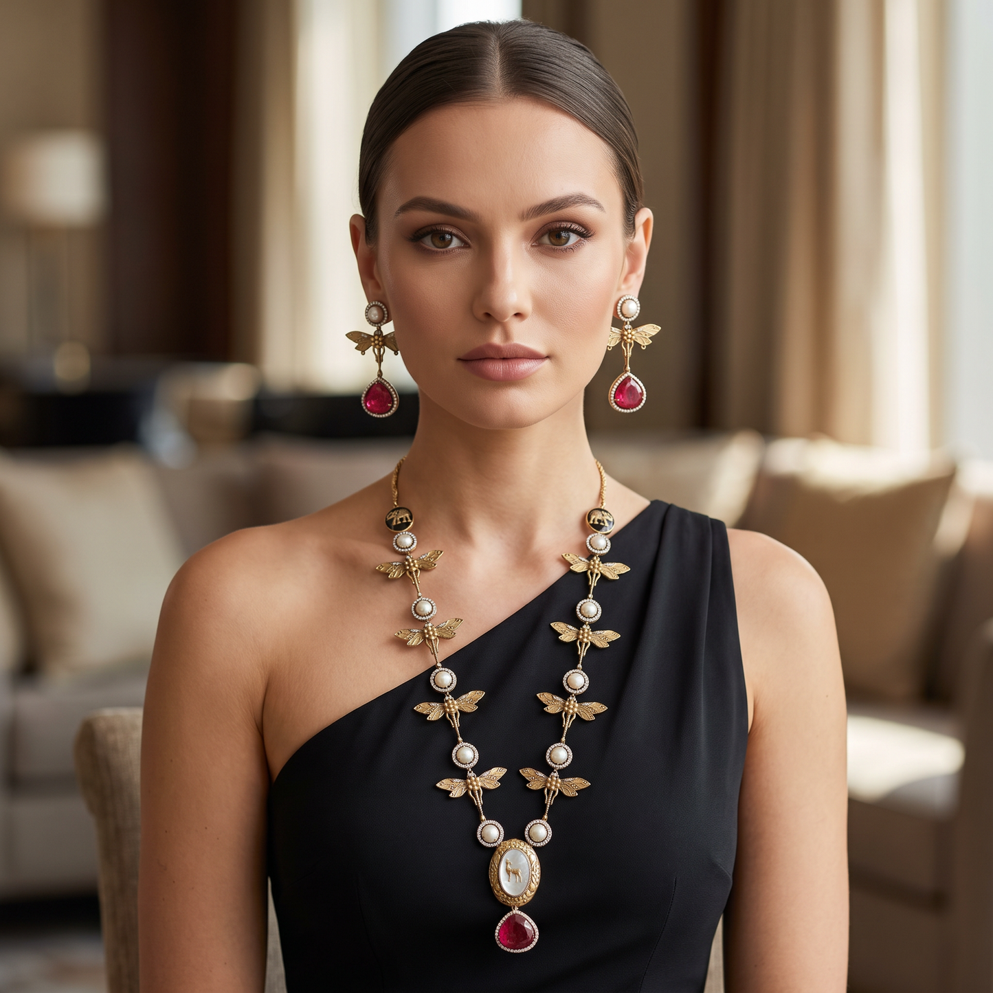 Zara Fusion Necklace Set with MOP & Doublet Stone