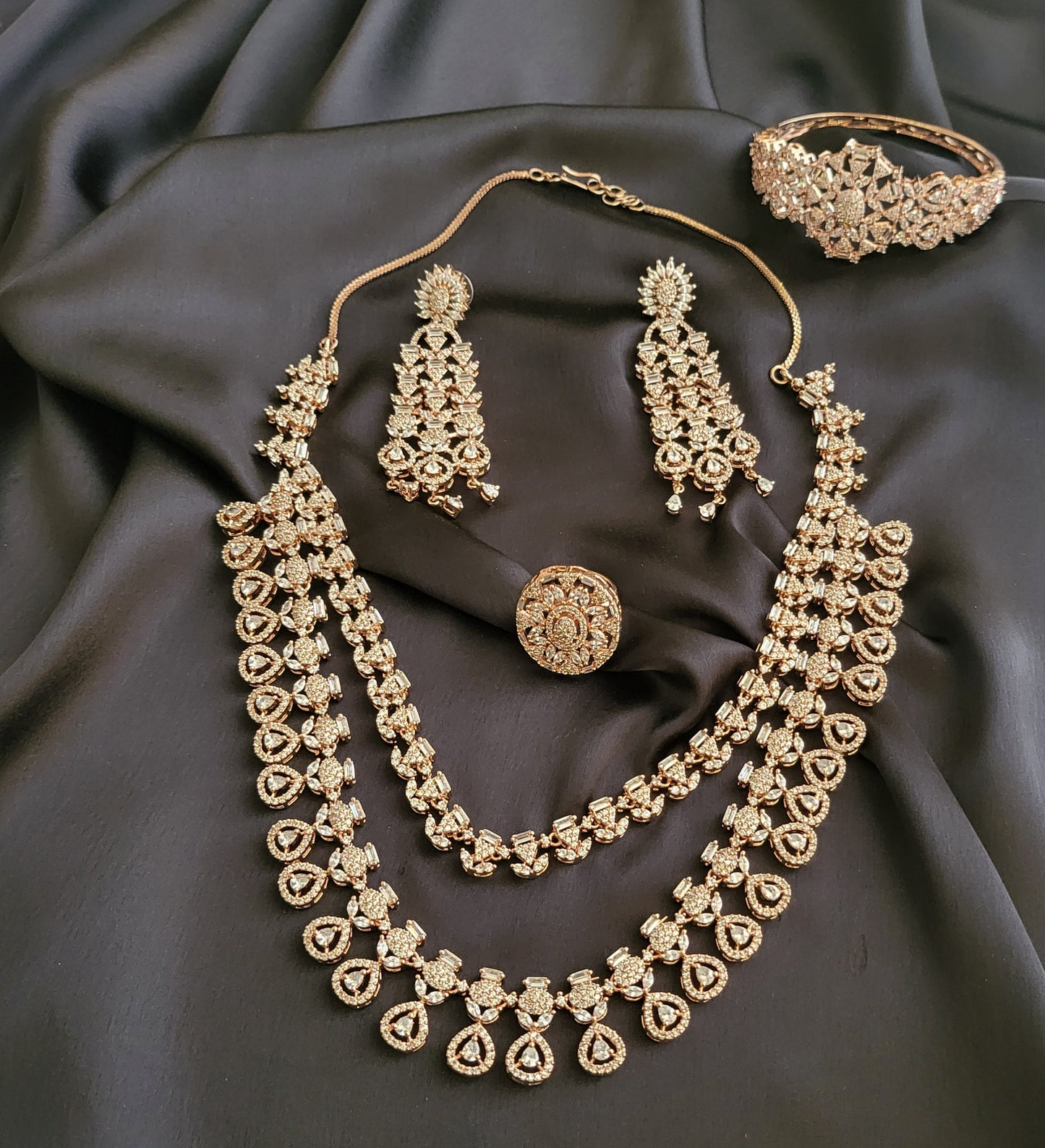 Diana CZ Necklace Set with Ring and Bracelet