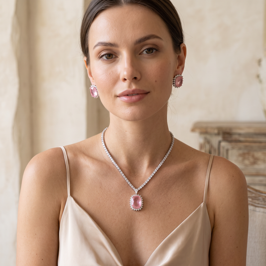 Phoenix Doublet Stone AD Necklace with  Doublet Studs