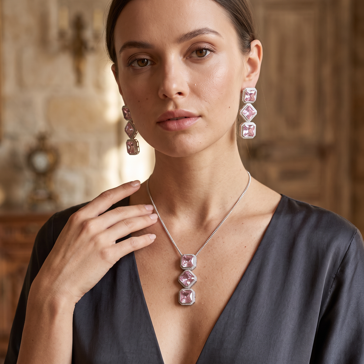 Rebecca Crystal Pendant Set
