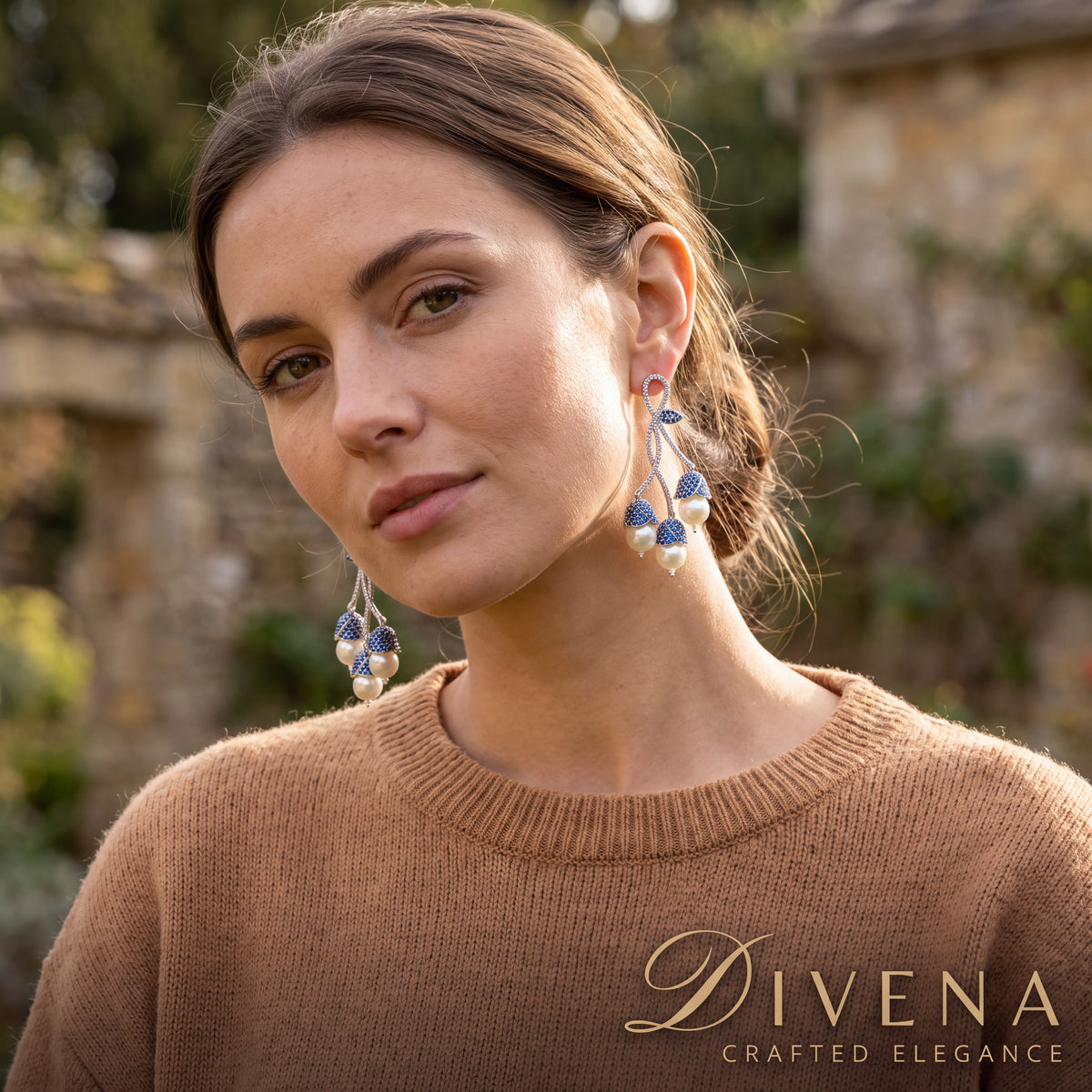 Sophia Pave Setting Zircons Pearl Dangle Earrings