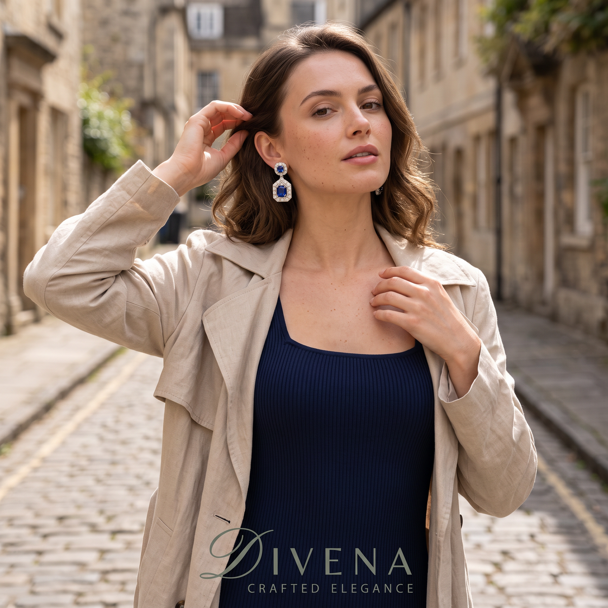 Crystal Dangler with White Enamel