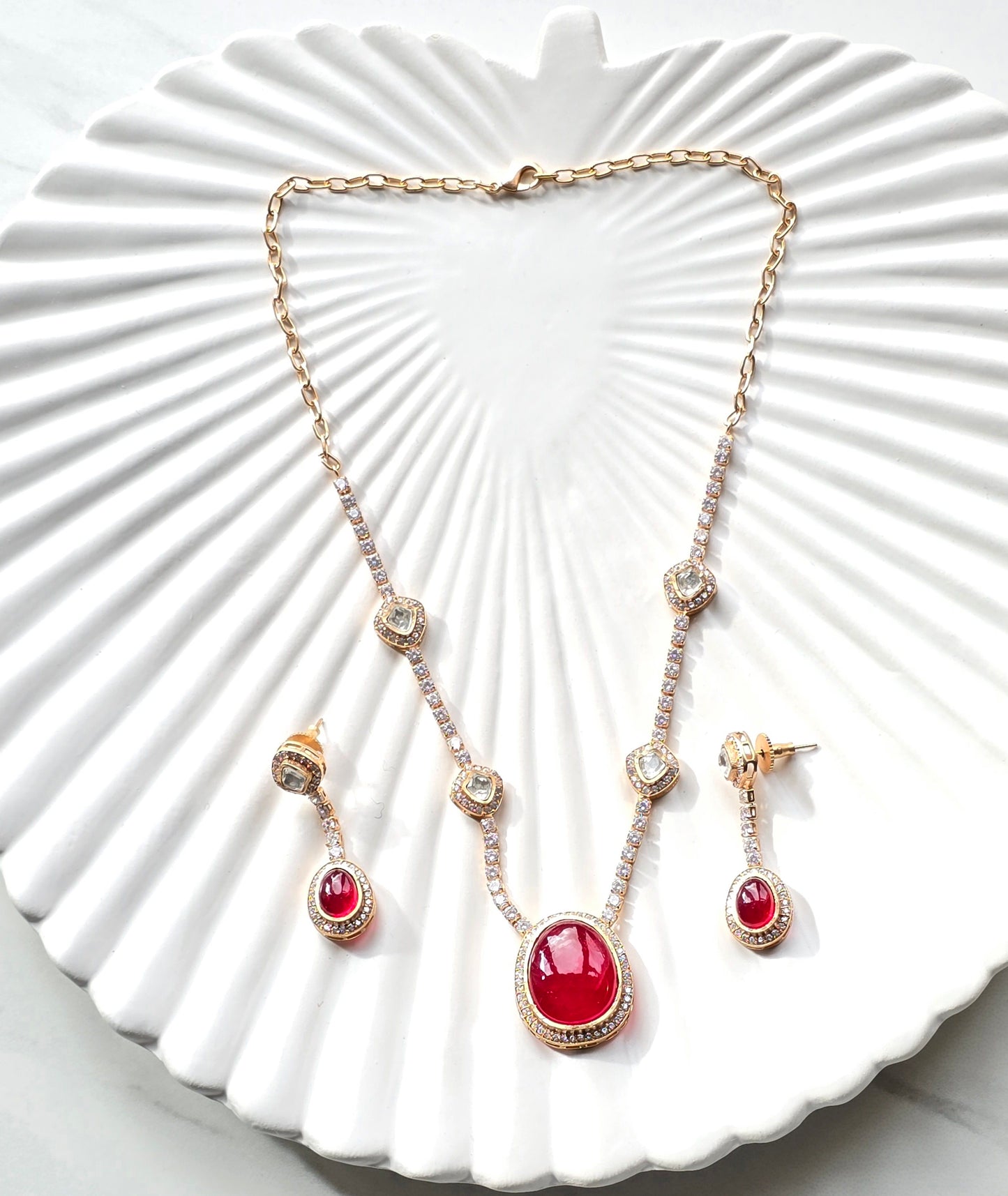 Juliette CZ & Pota Doublet Necklace Set