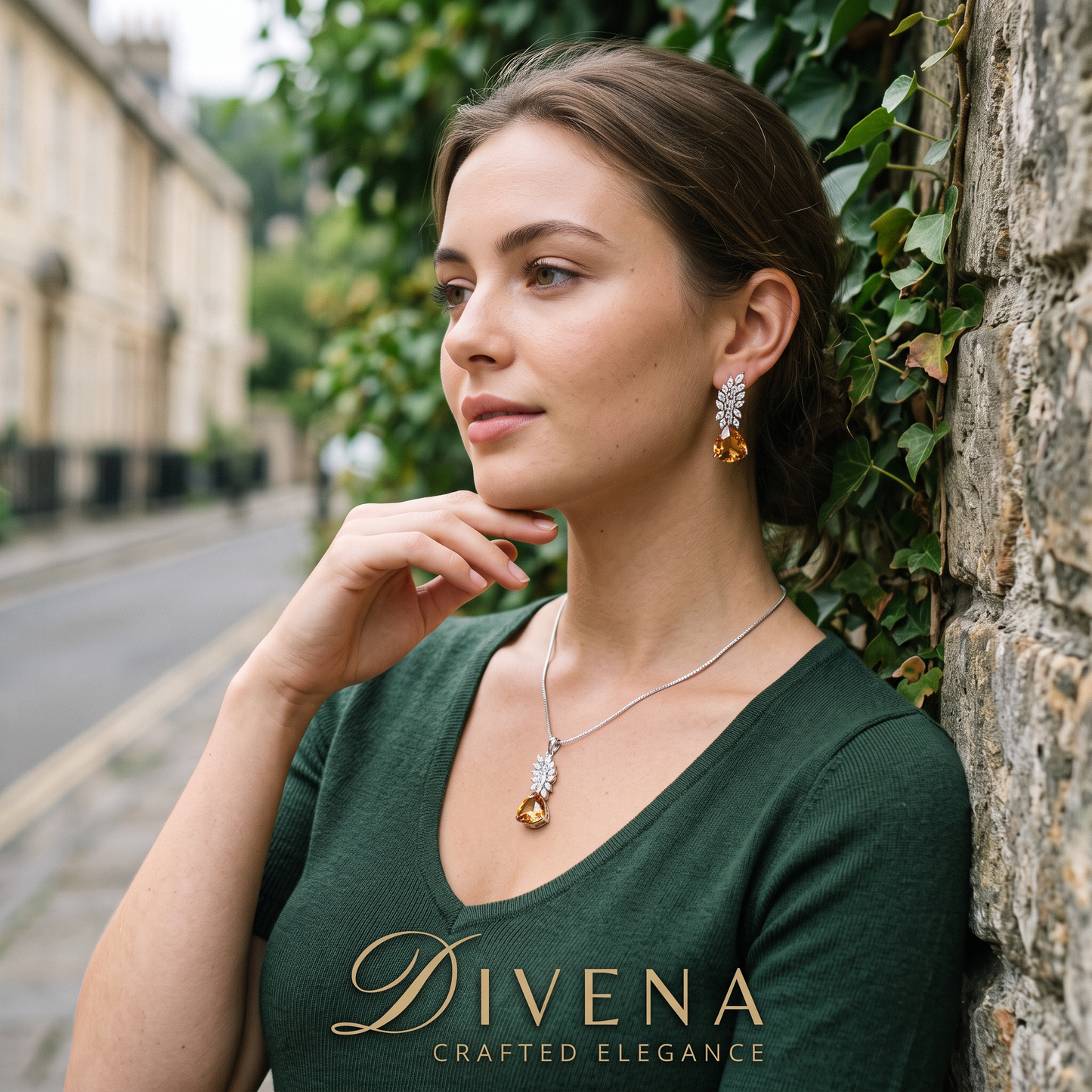 Myla Crystal Moissanite Pendant Set