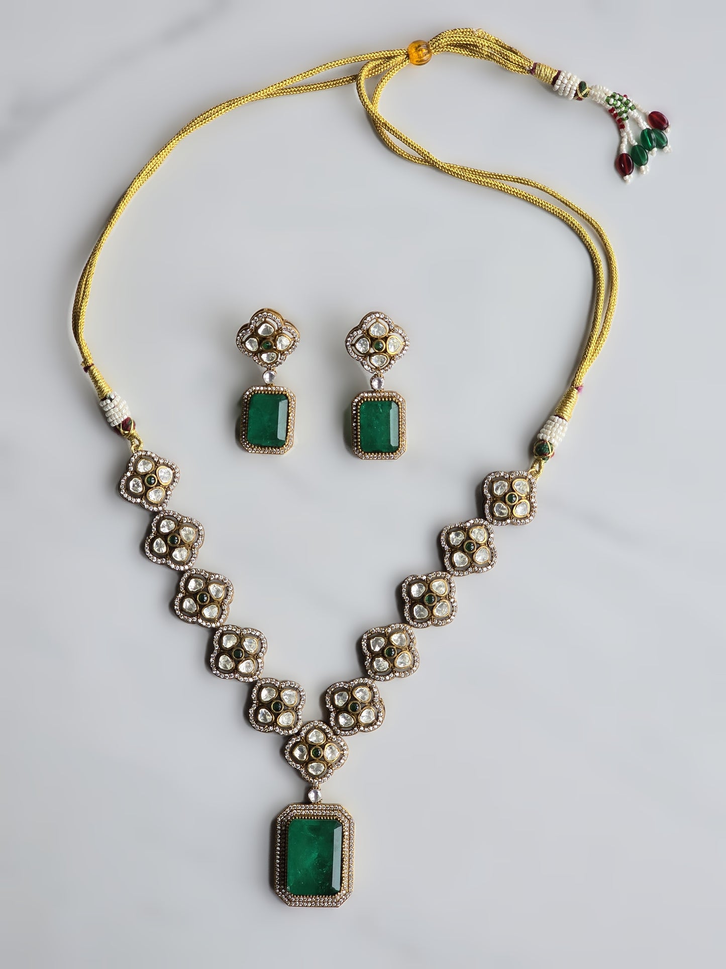 Samaara Polki CZ Necklace Set with Doublet Stone