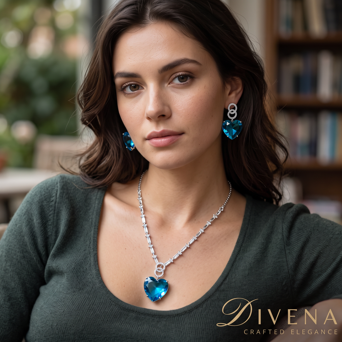 Crystal Heart Pendant Set