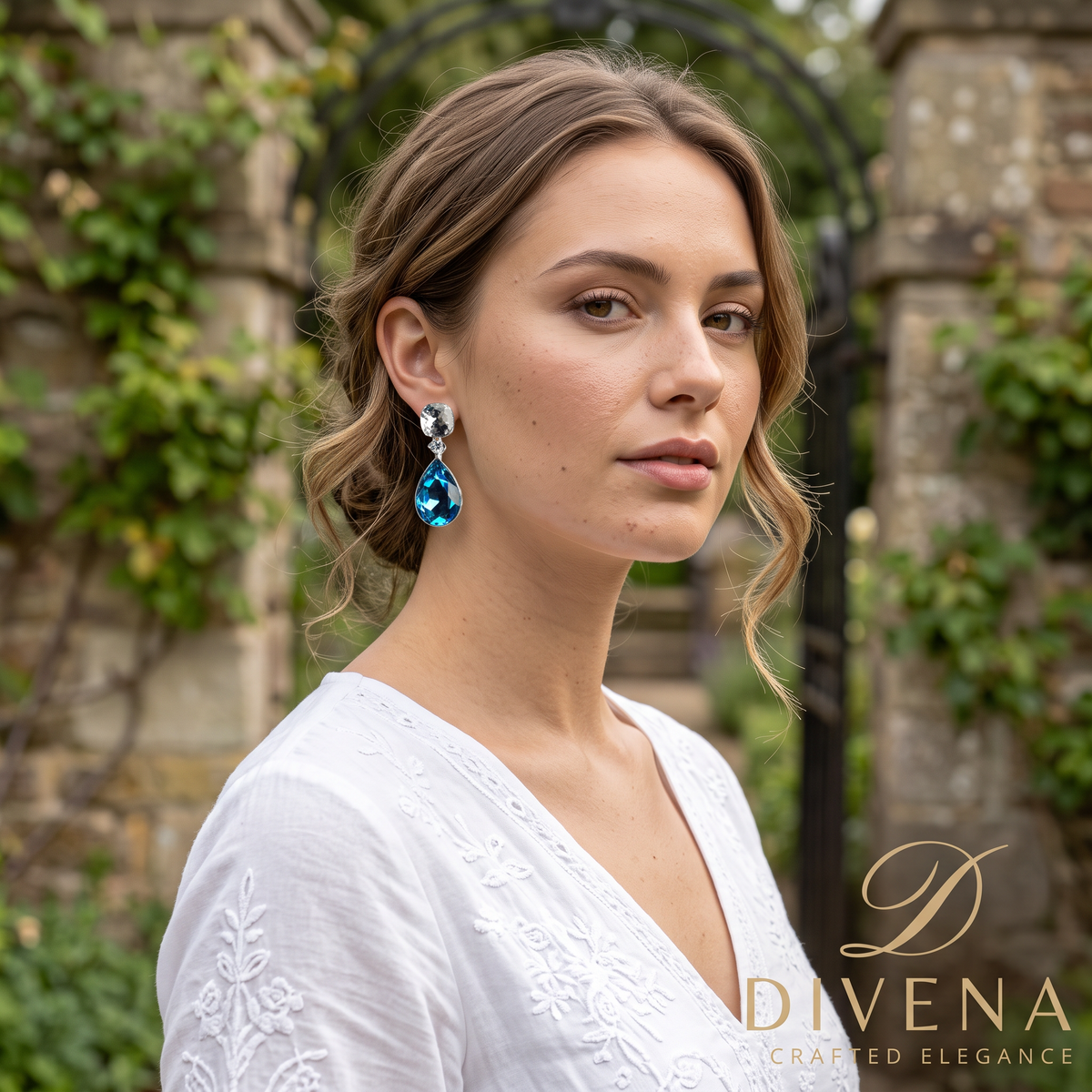 Ivy Dual Tone Crystal Dangle Earrings