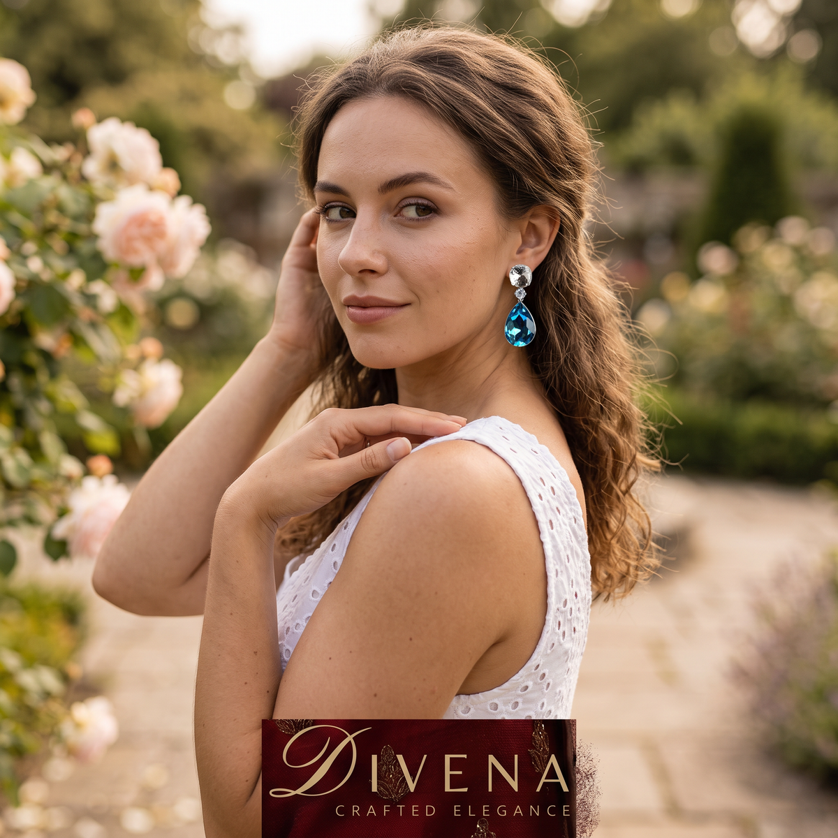 Ivy Dual Tone Crystal Dangle Earrings
