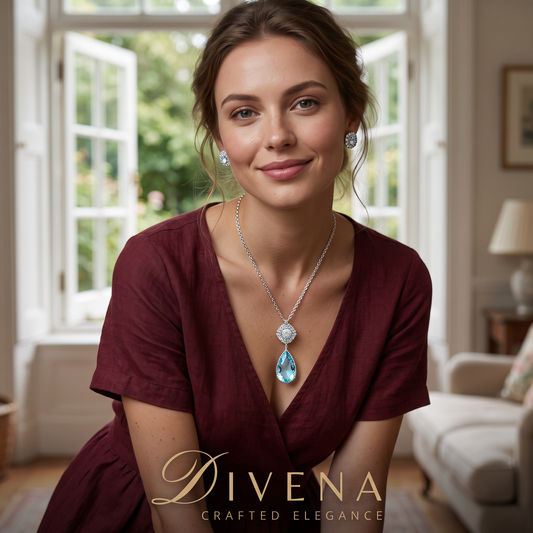 Myla CZ Tear Drop Crystal Pendant Set