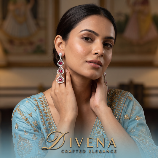 Sophia Three Tier Crystal Drop Earrings