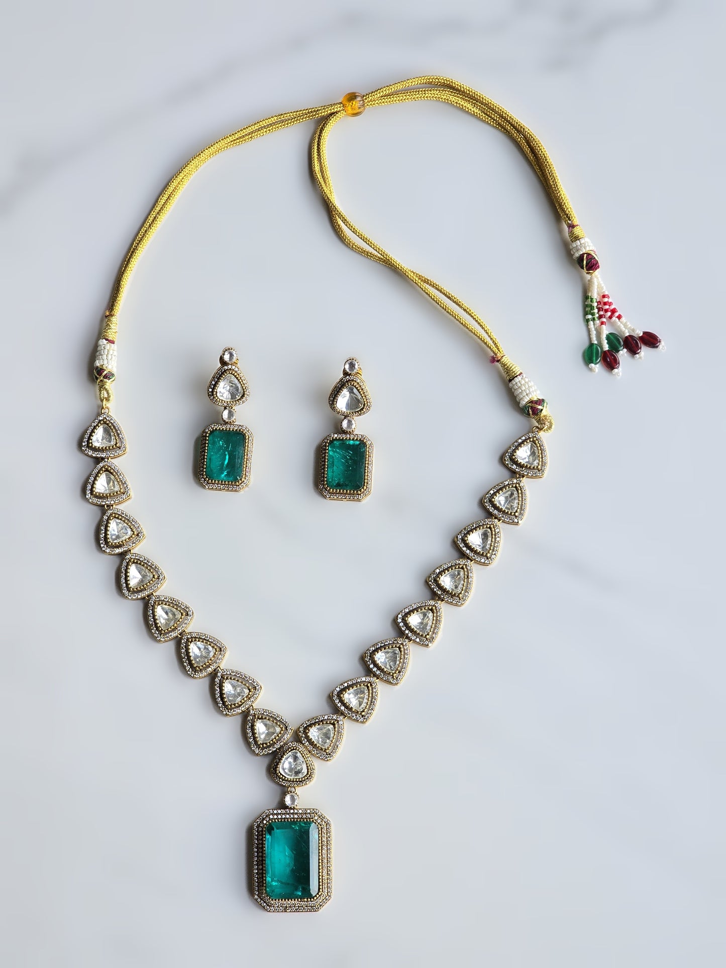 Simone Polki CZ Necklace Set with Doublet Stone