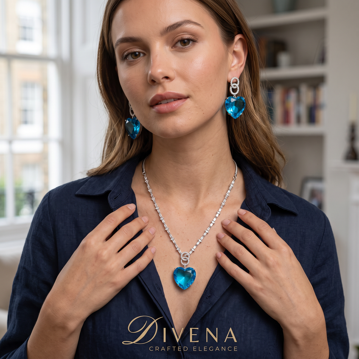 Crystal Heart Pendant Set