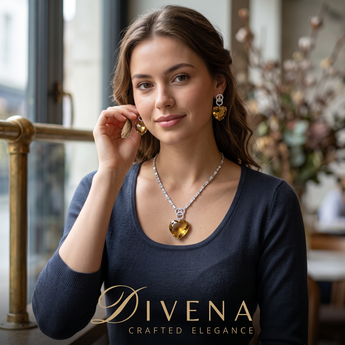 Crystal Heart Pendant Set