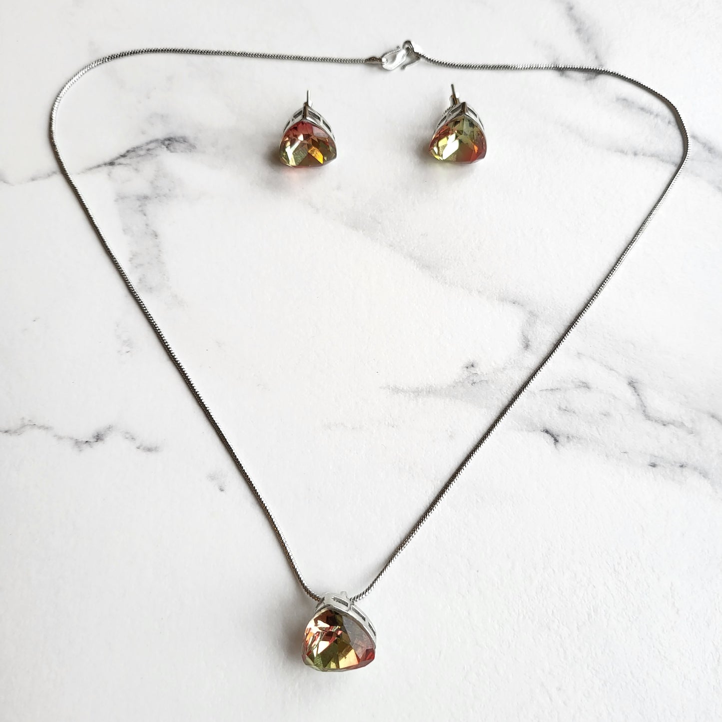 Solitaire Crystal Pendant Set