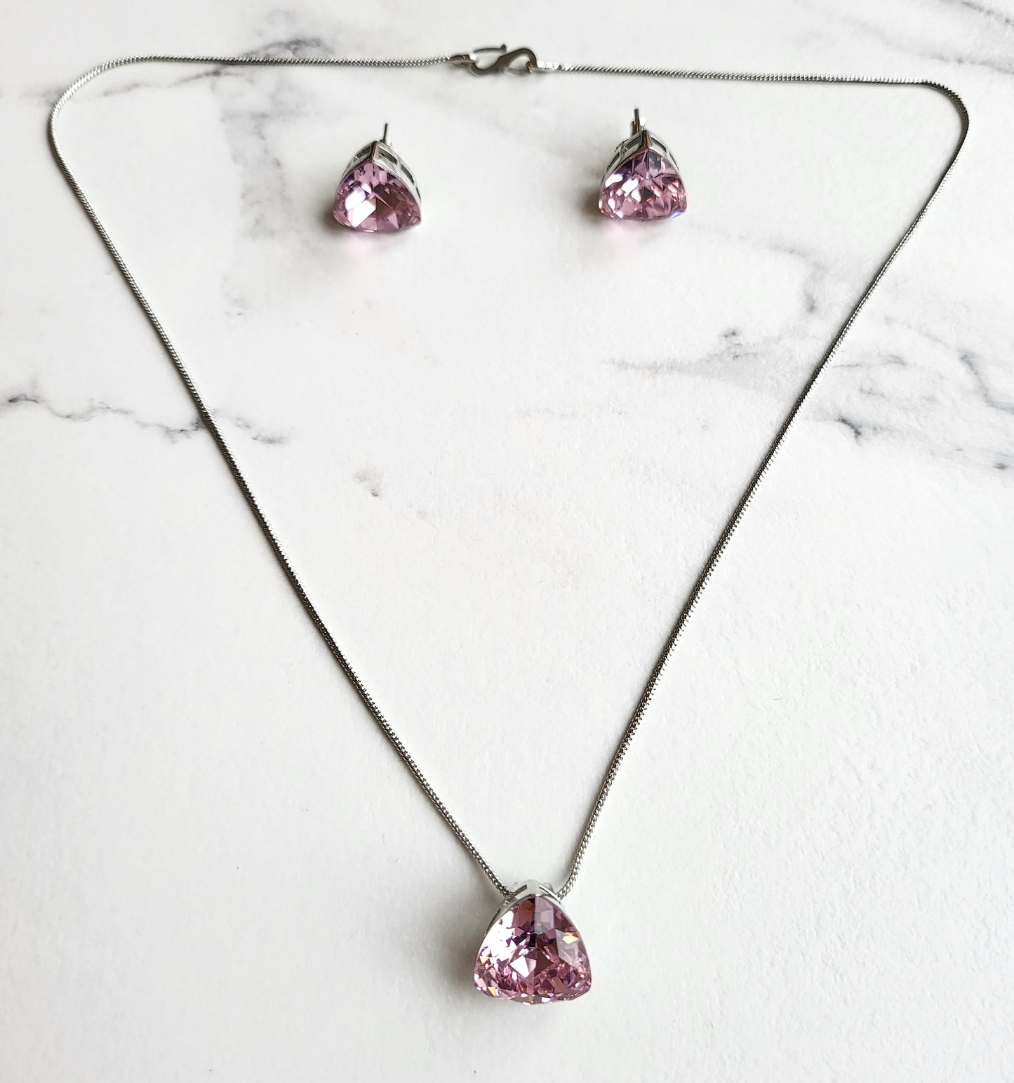 Solitaire Crystal Pendant Set