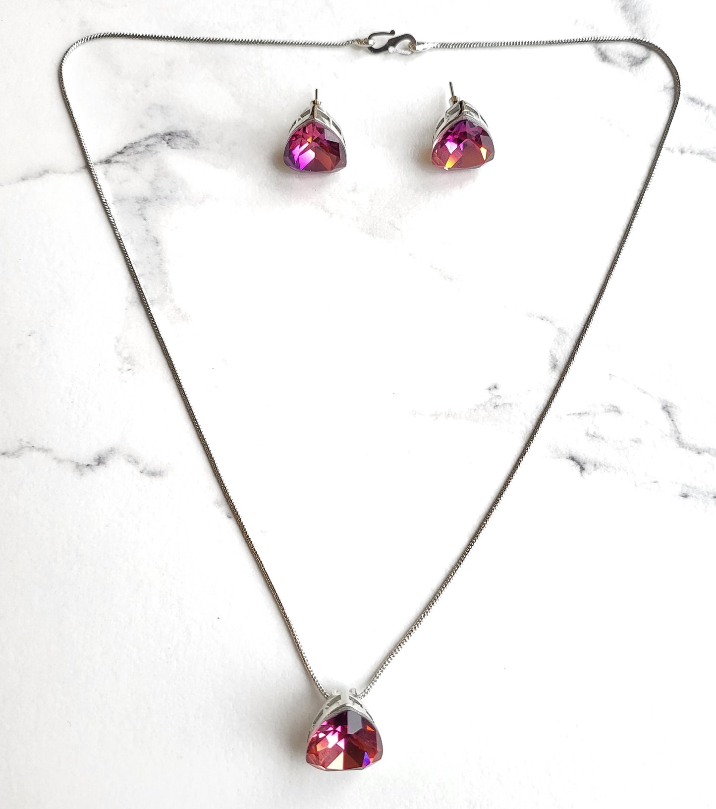 Solitaire Crystal Pendant Set