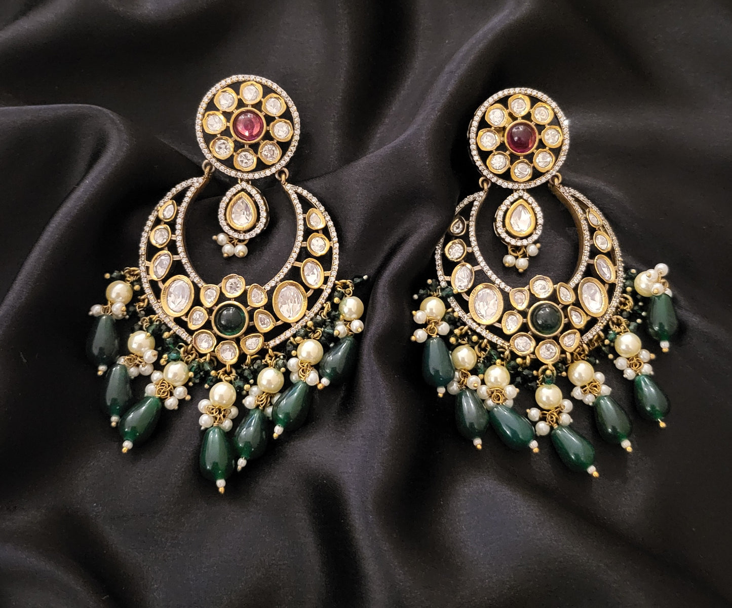 Anarkali Polki Chandbali Earrings