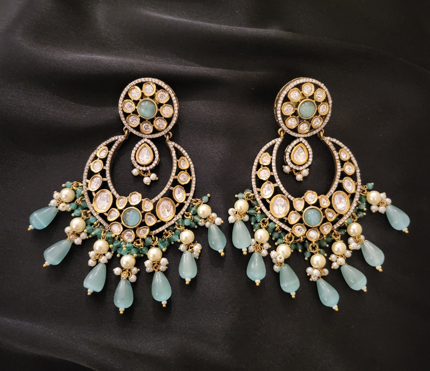 Anarkali Polki Chandbali Earrings