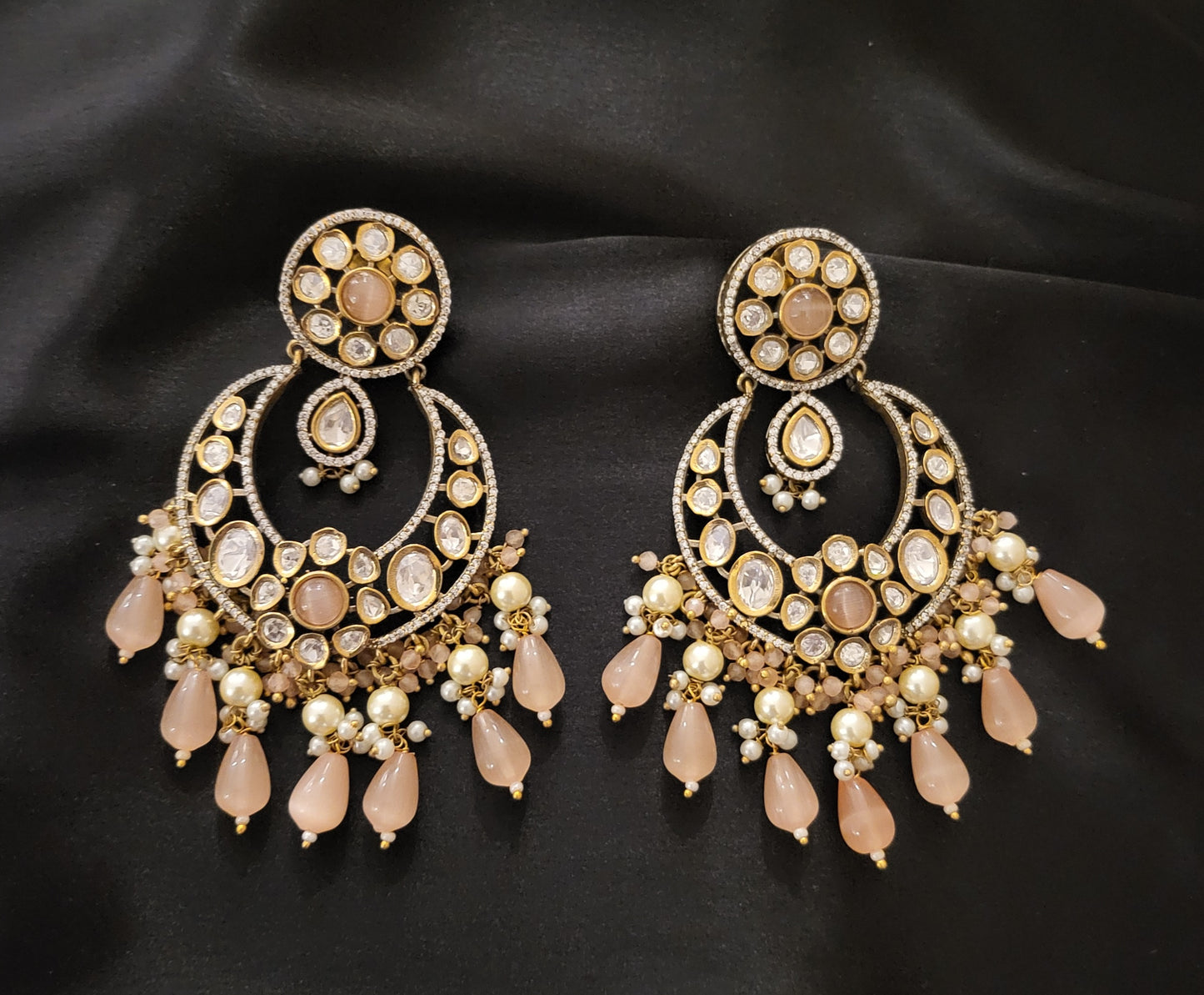 Anarkali Polki Chandbali Earrings