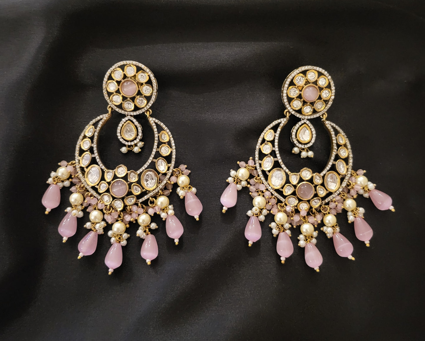 Anarkali Polki Chandbali Earrings