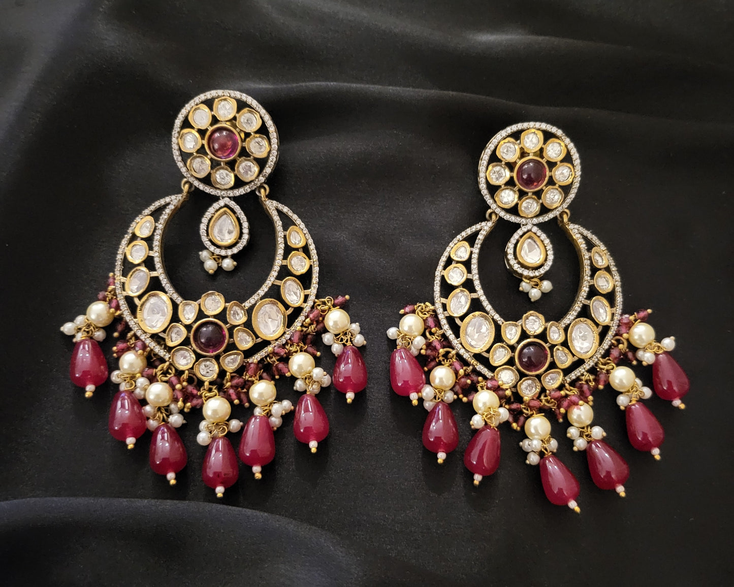 Anarkali Polki Chandbali Earrings