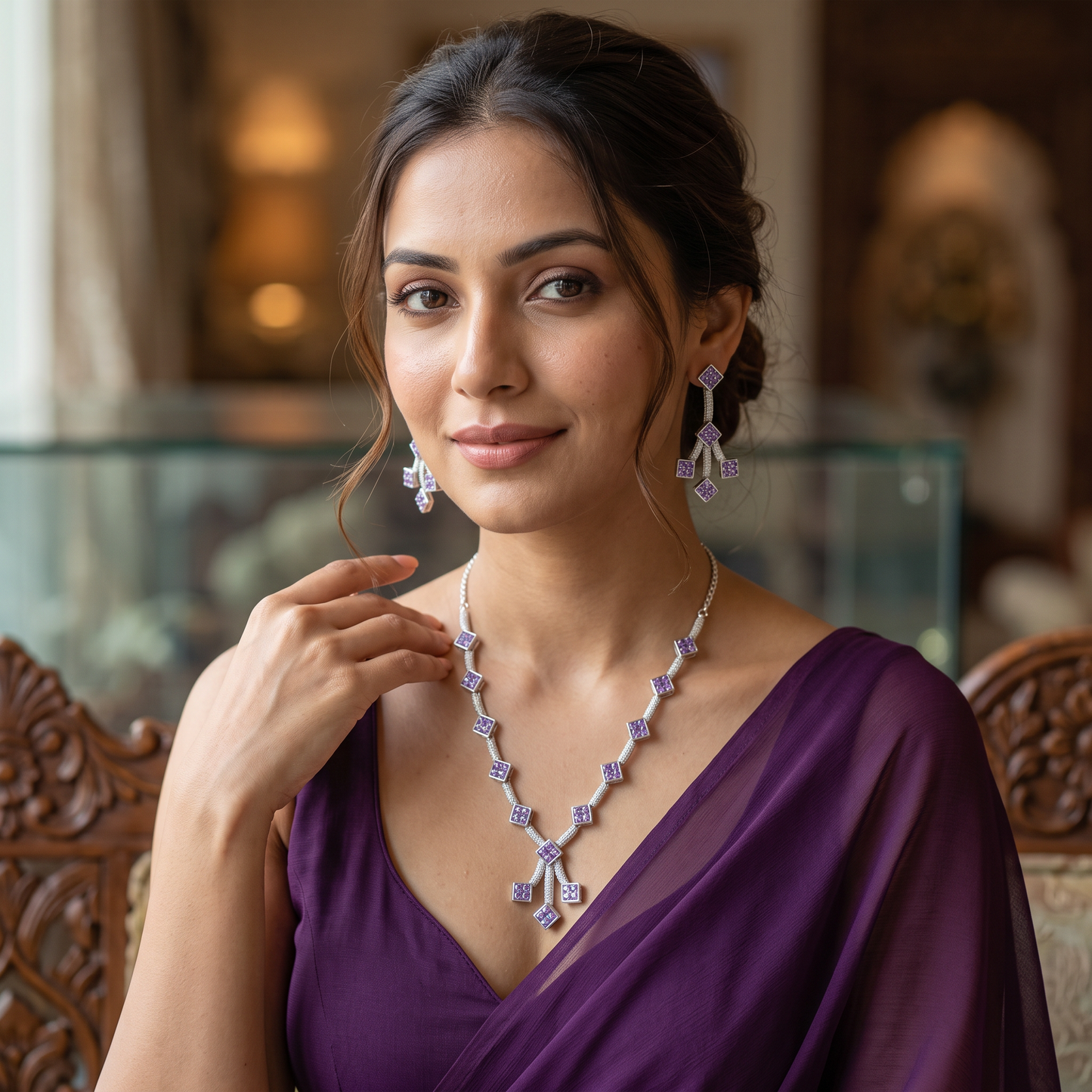 Rosemary Pave Setting Necklace Set